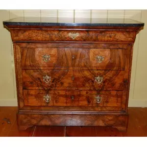 French Louis Philippe Burl Walnut Chest of Drawers